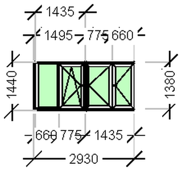 IVAPER GRAU 62: Окно, Ivaper 62 мм (В), Vorne, 1690х1600, Белый, Белый