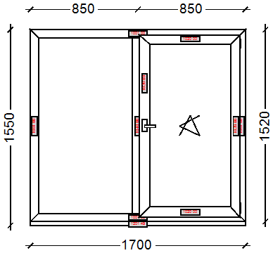 ПластКом КОМФОРТ: Окно (Ламинация), Ivaper 70 мм, Siegenia Titan, 1520х1700, Белый, Темный дуб (9.20
