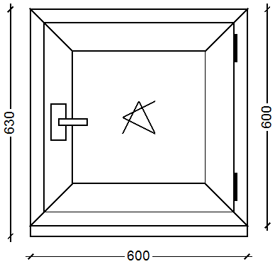 IVAPER GRAU 62: Окно (Ламинация), Ivaper 62 мм (В), Vorne, 600х600, Белый, Антрацитово-серый 097 (02