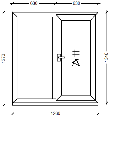 ПластКом СТАНДАРТ: Окно, Ivaper 62 мм, Siegenia Titan, 1340х510, Белый, Белый
